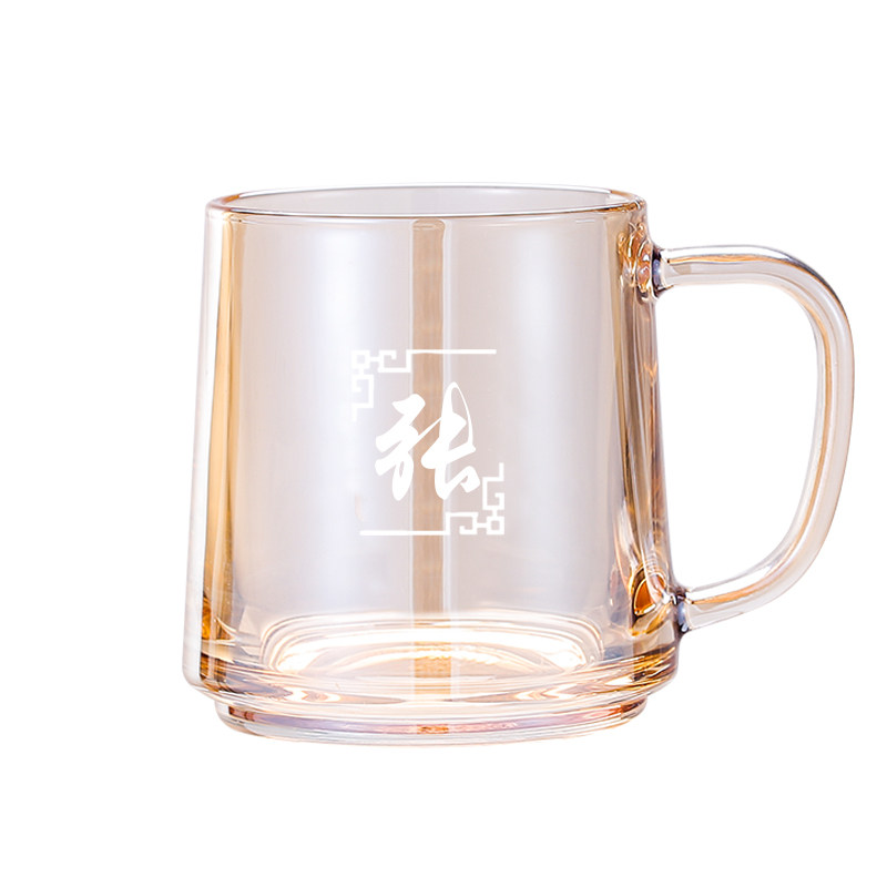 无铅玻璃茶楼刻字琥珀色玻璃杯