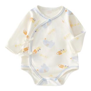 新生儿婴儿衣服包屁衣春秋款宝宝连体衣纯棉a类长袖0-3月无骨爬服
