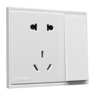 曼科开关插座面板家用86型墙壁暗装双控开关一开五孔插座卓远白色