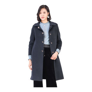天轩商场同款外套女秋冬款气质复古纯色修身高端羊毛大衣 TFDE482
