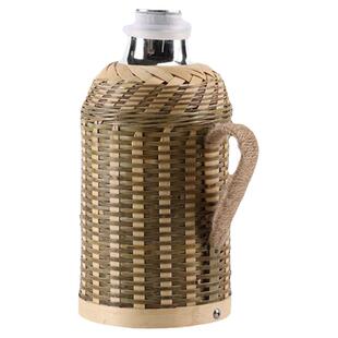 竹编热水瓶家用传统复古保温壶暖壶茶室大容量开水瓶玻璃内胆木塞