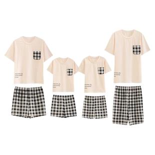 亲子装睡衣夏季一家三口四口母女母子短袖女童纯棉儿童套装家居服