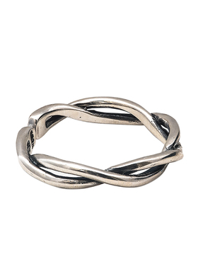 复古麻花纯银开口戒指小众设计感