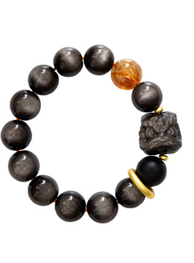 情侣手串女生银曜石手链精致礼盒