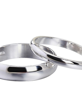 仲夏之晶简约素圈光面情侣戒指