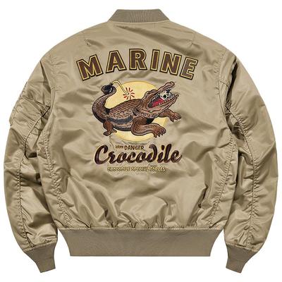 美式复古鳄鱼刺绣飞行员夹克外套