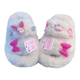 毛茸茸拖鞋儿童冬季小女孩洋气女童毛毛绵拖鞋2026新款冬款一字拖