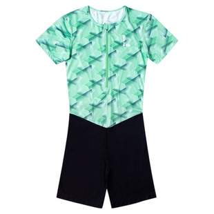 零阻力省队款运动训练紧身短袖短裤连体服专业比赛跑步体考田径服