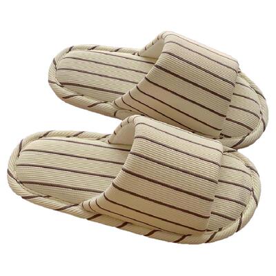 细细条四季通用棉麻地板鞋女