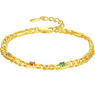 周六福手链女S925银黄金色高级感轻奢小众复古本命年礼物