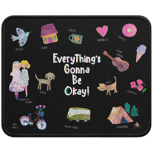 原创ins一切都会好的防滑鼠标垫 女生小号电脑办公桌软垫黑色耐脏