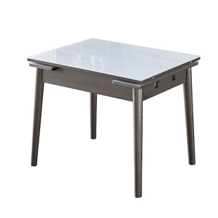 可伸缩折叠玉晶石餐桌椅组合小户型现代简约轻奢餐桌家用实木饭桌