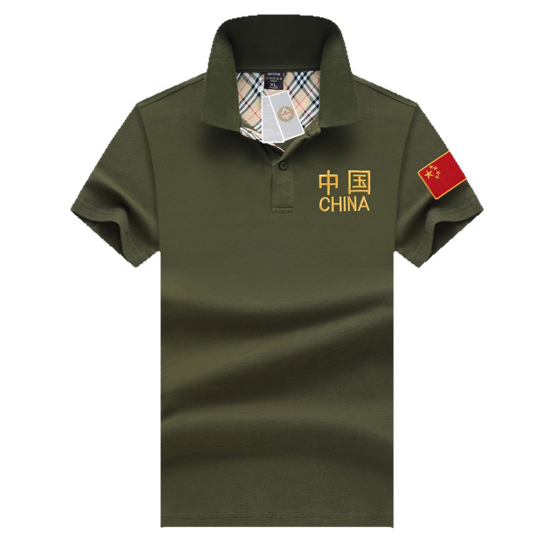 纯棉军迷刺绣短袖Polo衫男