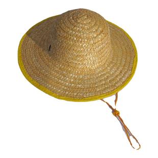 户外遮阳防晒大檐儿童麦秆草帽男农民工地劳动印字定制logo女草帽