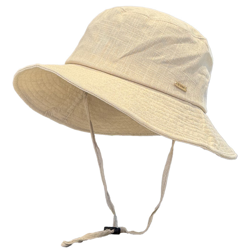 夏季亚麻宽檐防晒透气渔夫帽女