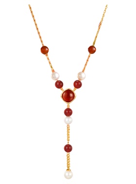 JAY红玛瑙珍珠锁骨链新年礼物