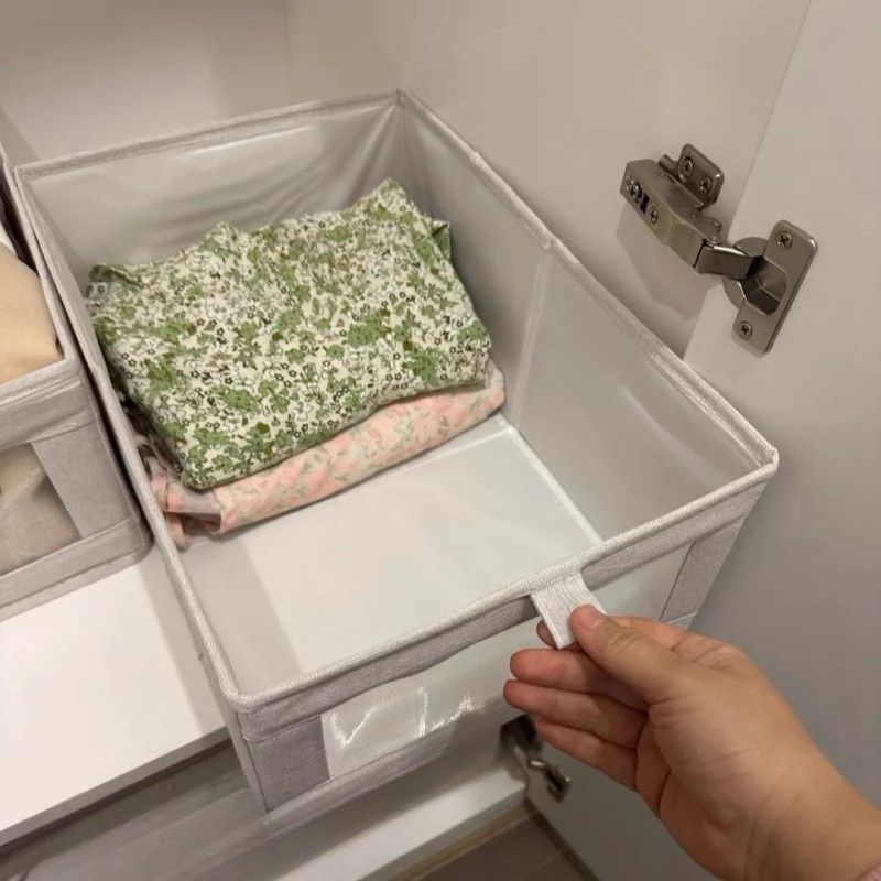 【新家的100个快递】可视窗收纳盒棉麻收纳箱衣物整理折叠家用