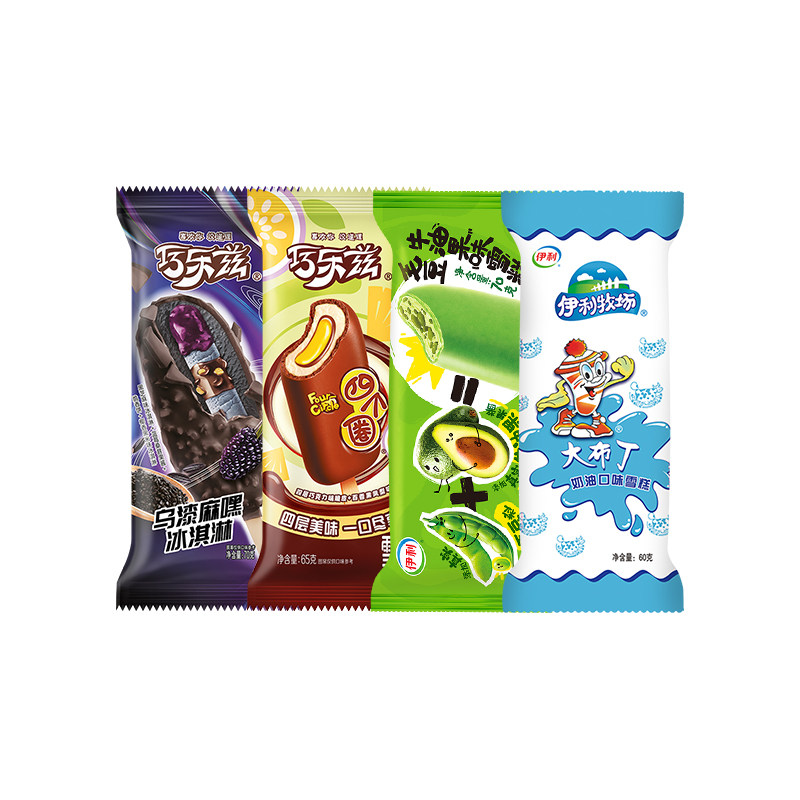 【推荐】伊利冰淇淋新品乌漆麻嘿毛豆牛油果大布丁组合雪糕27支装