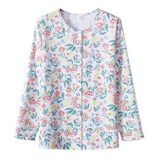 HIOIH中老年人纯棉开衫女妈妈大码宽松开衫长袖奶奶外穿休闲上衣