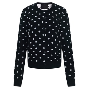 F383 美式复古波点针织开衫女新款潮牌简约百搭修身显瘦毛衣外套