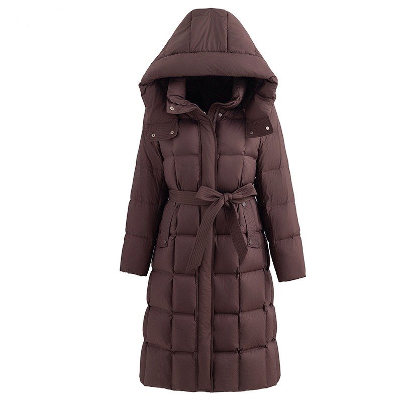 雪中飞羽绒服女中长款2025冬新款加厚大码长款过膝白鸭绒品牌外套