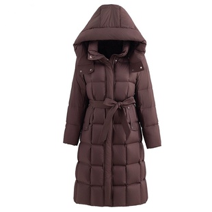 雪中飞羽绒服女中长款2026冬新款加厚大码长款过膝白鸭绒品牌外套