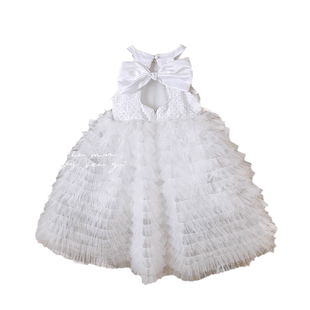 女童连衣裙夏季2025宝宝高级感生日礼服裙洋气重工儿童白色公主裙