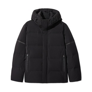 高端系冬季三防科技面料宽松连帽厚实羽绒服男士纯色鸭绒服外套