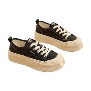 星期六真皮厚底板鞋女2025年秋新款休闲增高丑萌大头鞋松糕鞋百搭