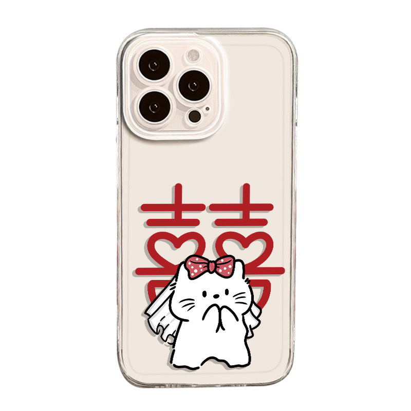 结婚适用苹果18pro手机壳iphone17小米15华为p90情侣mate80订婚nova16喜字oppo小狗vivo猫咪iqoo9荣耀x50一加