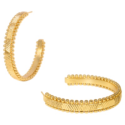 部落图腾珠珠纹理感大耳圈女