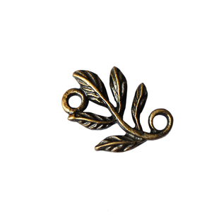 【DSz】古铜厚金电镀立体双孔卷叶连接叶片装饰diy手工材料配件