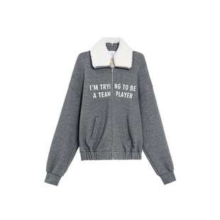 TurnSignal可拆卸毛领卫衣开衫外套女秋冬休闲宽松加绒加厚外套