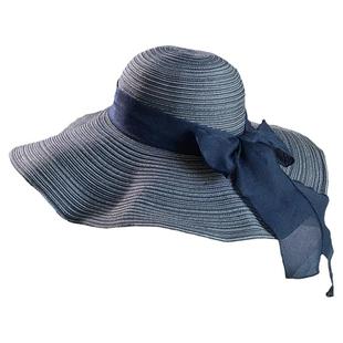 原单女士夏季遮阳帽超大沿15cm大檐帽麻质蝴蝶结沙滩帽可折叠防晒