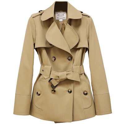 短款正肩翻领高端女式风衣