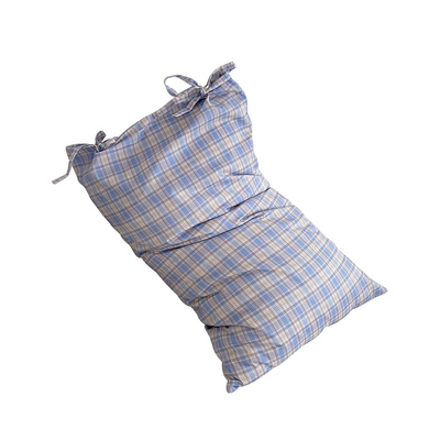 温柔奶油全棉信封水蓝格韩风枕套