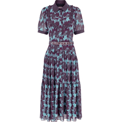 BORAAKSU复古蓝紫印花连衣裙