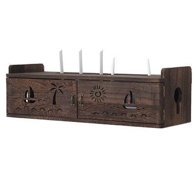 实木路由器收纳盒机顶盒置物架子