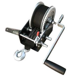 手摇绞盘2500磅编织带 两级减速轴带手刹 鲁舶橡皮艇拖车配件绞盘