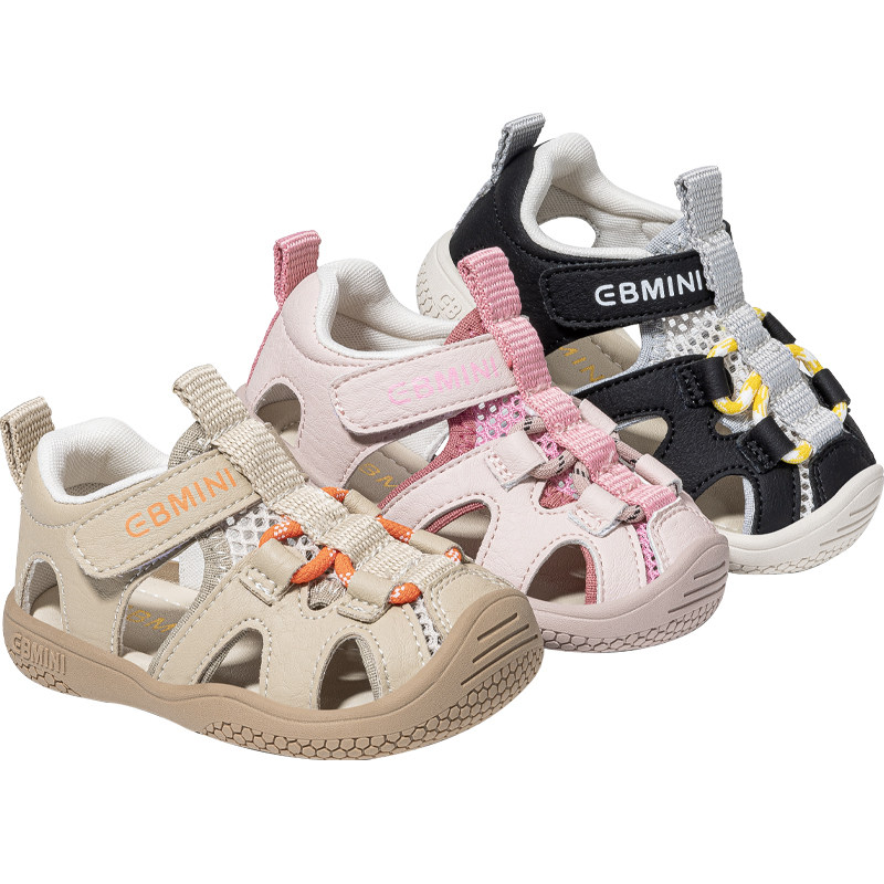 英贝米尼宝宝学步鞋2026夏季新款女透气魔术贴儿童包头小童凉鞋男