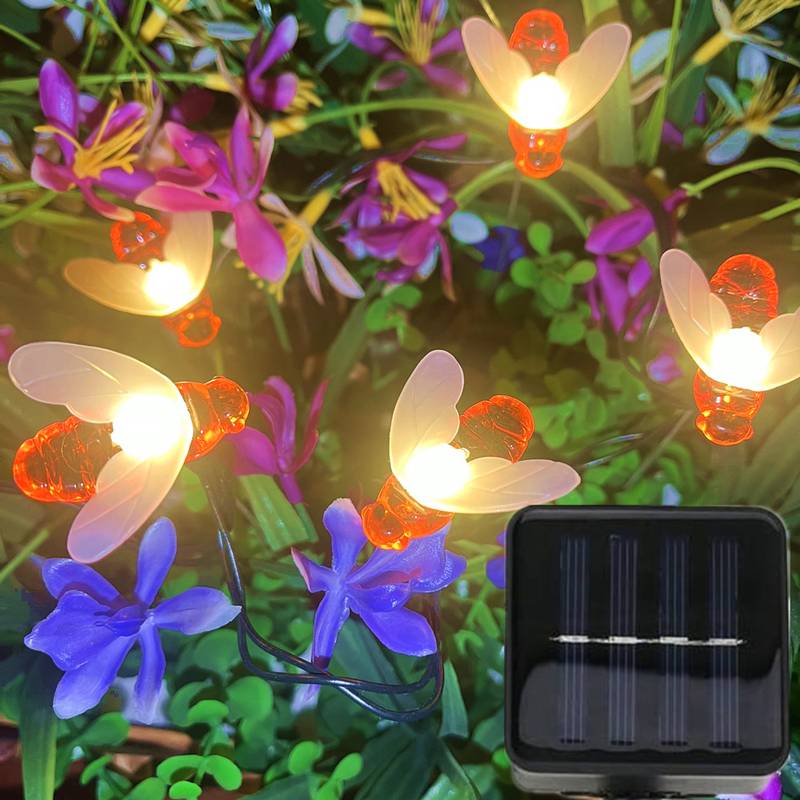 跨镜新款led太阳能蜜蜂款串灯爆露营草坪彩灯庭院批发小亚马孙