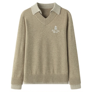 东京岁时记jk秋冬新款卡其色撞色翻领polo毛衣小个子休闲针织上衣