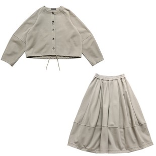 鹿与飞鸟「云朵奶芙」磨毛抽绳卫衣+花苞裙裤懒人套装7306/7307