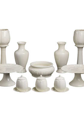 戴玉堂周金田陶瓷摆件《花瓣纹佛具整套仿古瓷》家用室内供奉套装