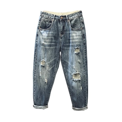 乞丐复古哈伦高街九分裤直筒