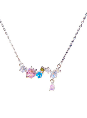 高级感彩色心电图锆石钛钢项链