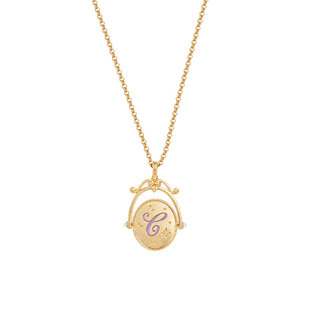 [张艺凡同款]Fable字母双面旋转珐琅彩项链女款小众轻奢吊坠礼物