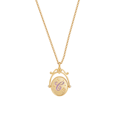 [张艺凡同款]Fable字母双面旋转珐琅彩项链女款小众轻奢吊坠礼物