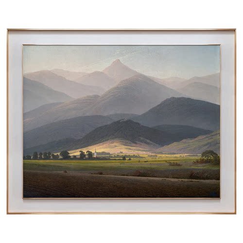 弗里德里希-巨人山双层框客厅装饰画现代简约欧式玄关挂画风景画