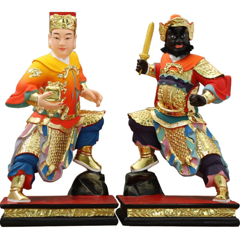 华音殿周仓关平神像摆件树脂材质